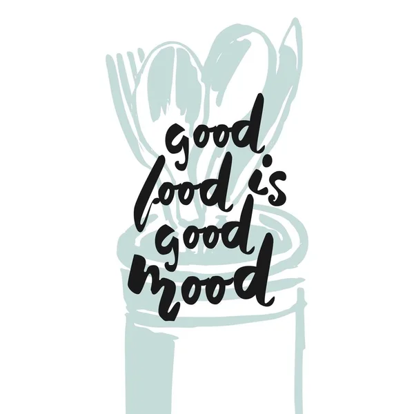 好的食物是好心情 咖啡馆 菜单手刻字 — 图库矢量图片