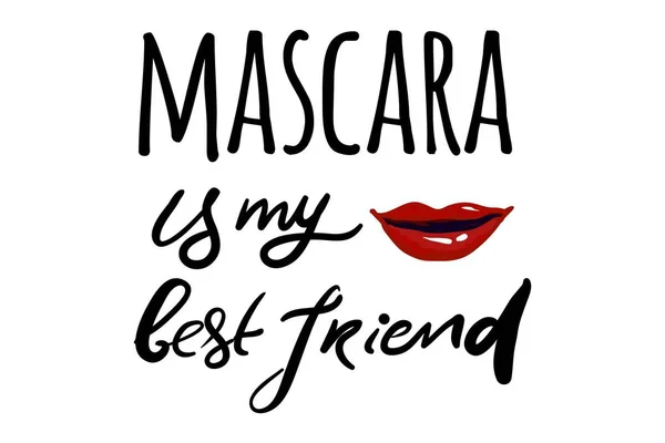 Mascara. Hand getekende tee afbeelding. T shirt hand geletterden kalligrafische ontwerp. Fashion stijl illustratie. — Stockvector