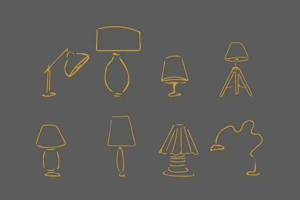 Schizzo di scarabocchio della lampada. Illustrazione disegnata a mano per il vostro disegno — Vettoriale Stock