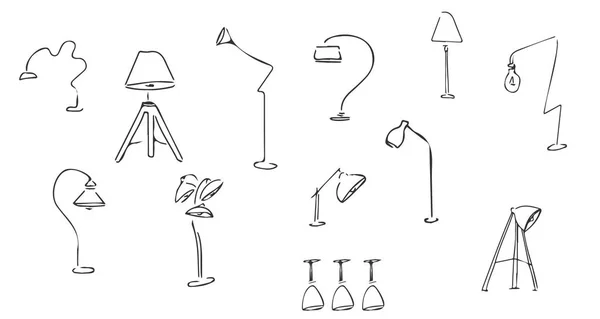 Esbozo de garabato de lámpara. Ilustración dibujada a mano para su diseño — Vector de stock
