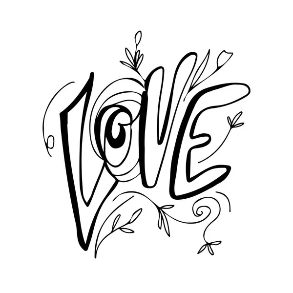 Kärlek. Hand bokstäver och anpassade typografi för din design. Doodle — Stock vektor