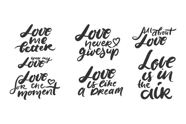 Motivationszitate über die Liebe. Handschrift und individuelle Typografie für Sie — Stockvektor