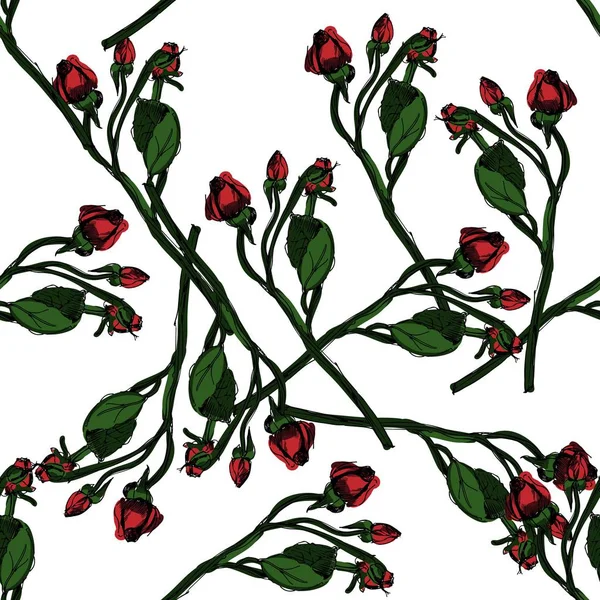 Handgezeichnete Rosenvektorillustration. kleine Rosen — Stockvektor