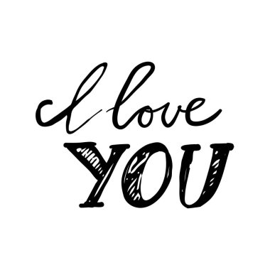 Seni seviyorum. El yazı ve tasarımlarınız için özel tipografi