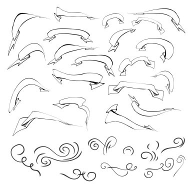 El vintage callligraphic öğeleri kümesi çekilmiş. Afiş ayarlayın. Çiçek kümesi. Dekoratif Dekoratif-süsleme elementler.