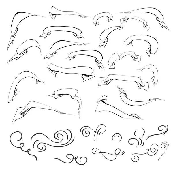 El vintage callligraphic öğeleri kümesi çekilmiş. Afiş ayarlayın. Çiçek kümesi. Dekoratif Dekoratif-süsleme elementler.