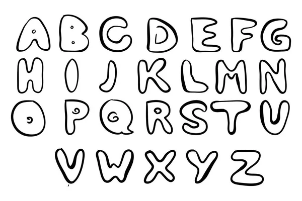 Hand getrokken Latijns lettertype. Doodle stijl. Flloral symbolen — Stockvector