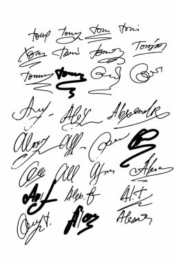 Collection of vector signatures fictitious Autograph. Signature for convention.  clipart