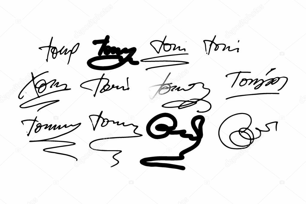 Collection of vector signatures fictitious Autograph. Signature for convention. 