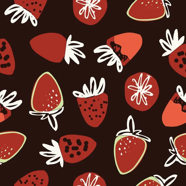 Hand drawn strawberry modern seamless pattern for your design. — Stock Vector