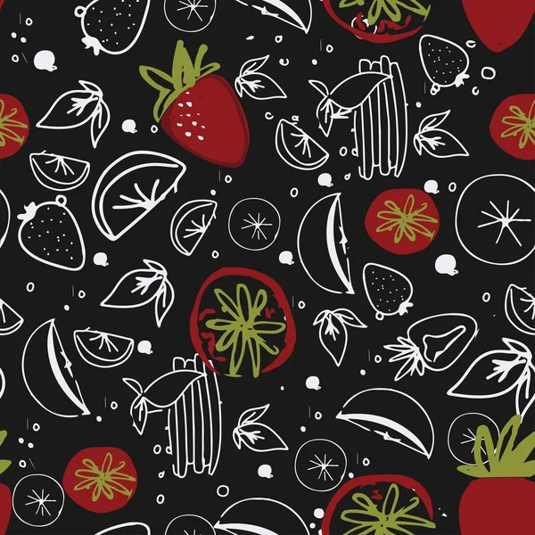 Fruit seamless pattern. Juice, detox water hand drawn background 