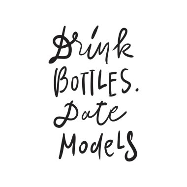 Şişe içki. Mankenlerle. Tasarımınız için el yazı. Bebek t-shirt tırnak.