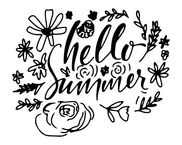 Hello summer. Hand lettering vintage quote for you — Stock Vector