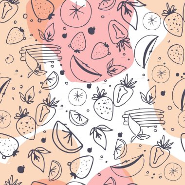 Meyve seamless modeli. Suyu, detoks su elle çizilmiş arka plan 