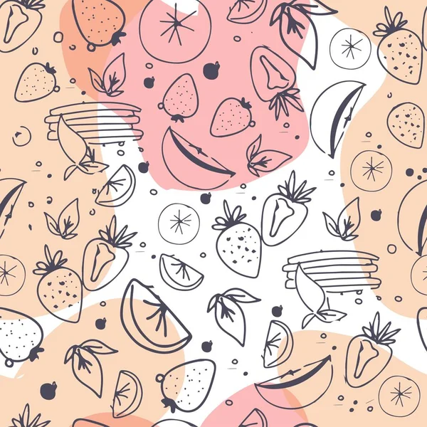 Fruit seamless pattern. Juice, detox water hand drawn background 