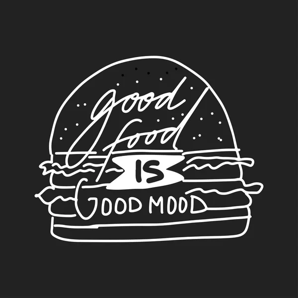 Gutes Essen ist gute Laune. Handschrift für Ihr Design — Stockvektor