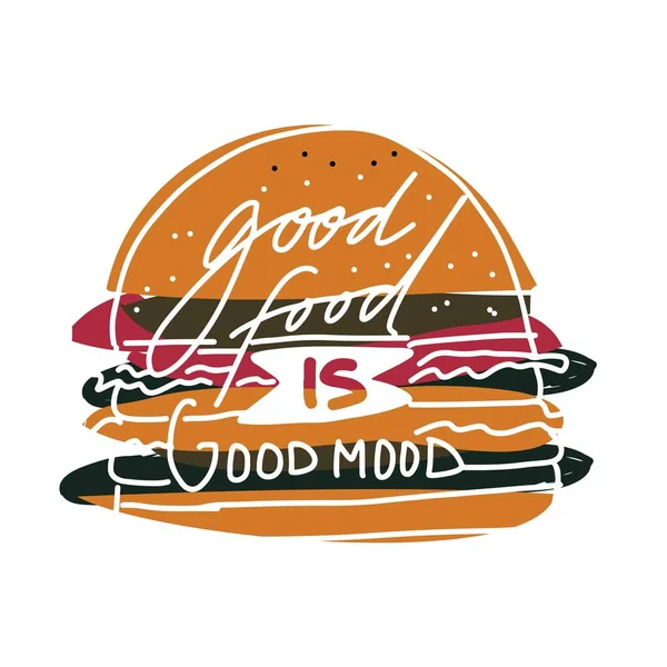 Gutes Essen ist gute Laune. Handschrift für Ihr Design — Stockvektor