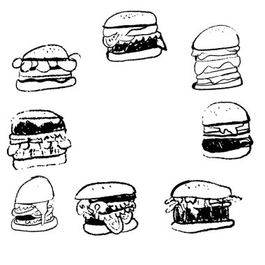 Burgers template. T-shirt printing design, typography graphics