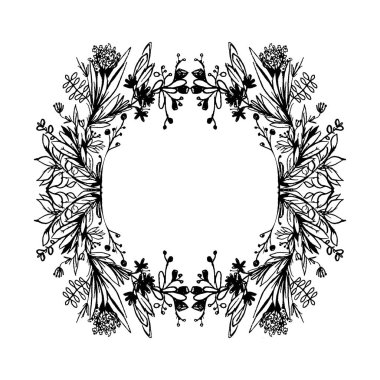 Monochrome floral frames, T-shirt printing design, typography graphics