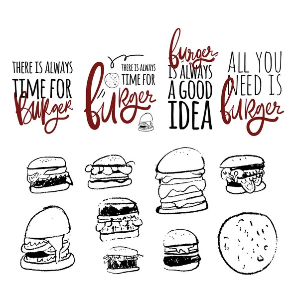 Burger Vorlage Shirt Druck Design Typografie Grafiken — Stockvektor