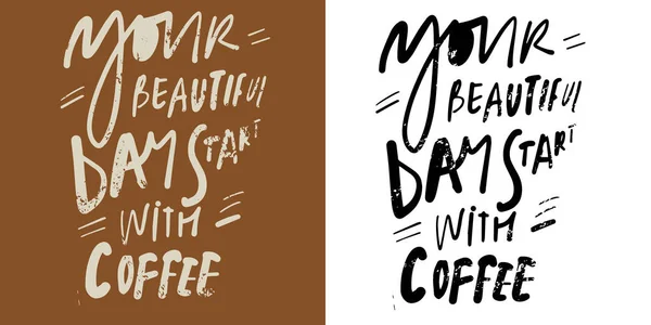 Coffee Motivational Quote Shirt Printing Design Typography Graphics — ストックベクタ