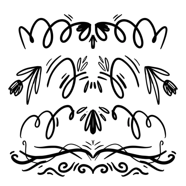 Dividers Floral Decorative Ornaments Vector Illustration Isolated White Background — Stok Vektör