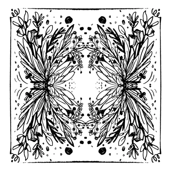 Montures Florales Monochromes Conception Impression Shirt Graphiques Typographiques — Image vectorielle