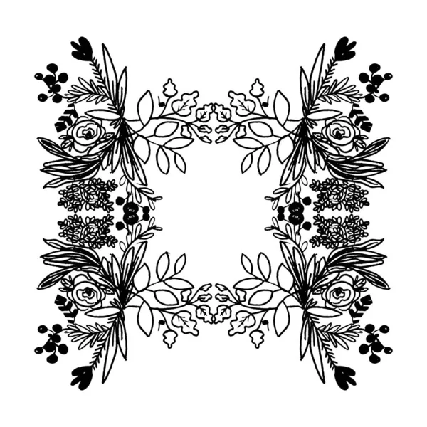 Montures Florales Monochromes Conception Impression Shirt Graphiques Typographiques — Image vectorielle