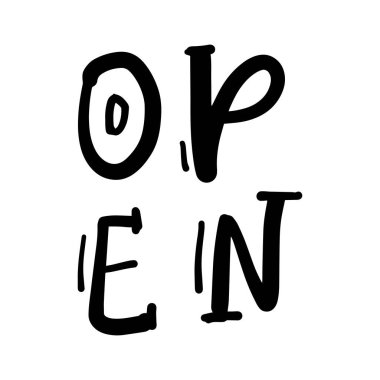 Open lettering, typography graphics, simply vector illustration 
