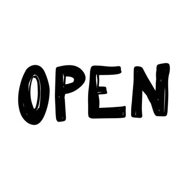 Open lettering, typography graphics, simply vector illustration 