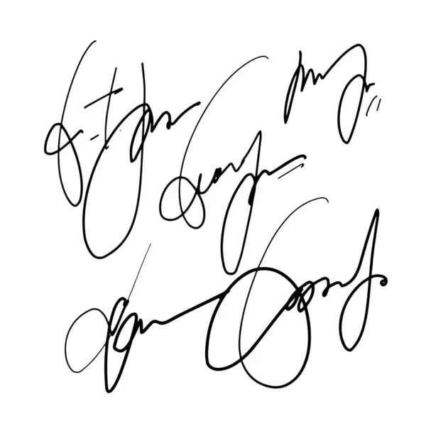 Ensemble Signatures Sur Fond Blanc — Image vectorielle