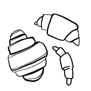 Pasta ve kruvasan ayarlayın. Elle çizilmiş logosu