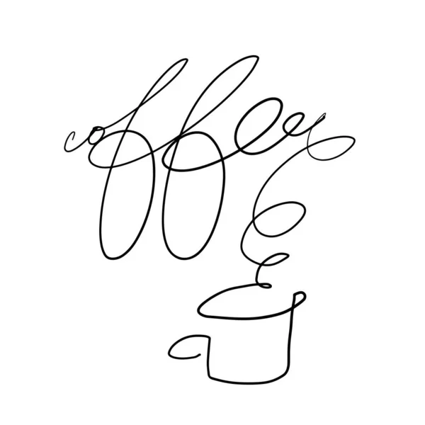 Doodle Line Illustratie Koffie — Stockvector