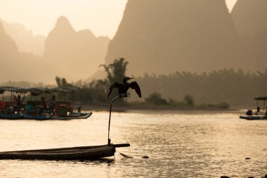 Balıkçılar Li Nehri üzerinde 