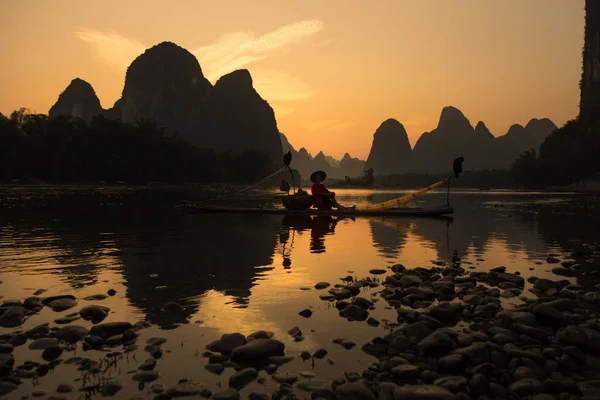 Pescatori sul fiume Li — Foto Stock