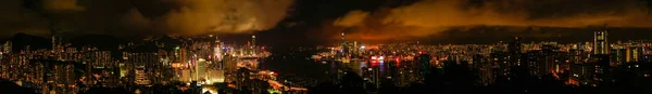 Hong Kong City Skyline och hamnen vid solnedgången Kina — Stockfoto
