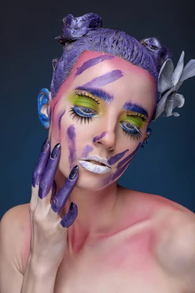 Portrait of a woman with creative make-up — Stock Photo, Image