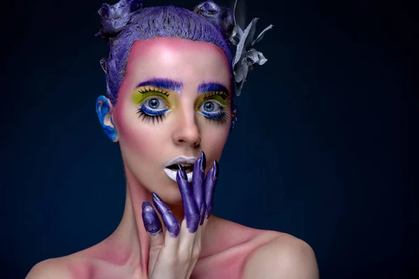 Creative portrait of woman with art make-up. — Stock Photo, Image