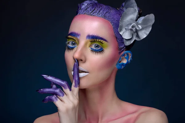 Creative portrait of woman with art make-up. — Stock Photo, Image