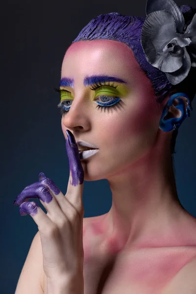 Portrait of a woman with creative make-up — Stock Photo, Image