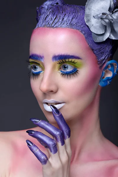 Creative portrait of woman with art make-up. — Stock Photo, Image