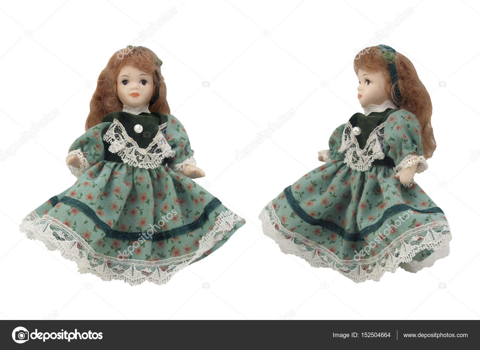 porcelain doll green dress