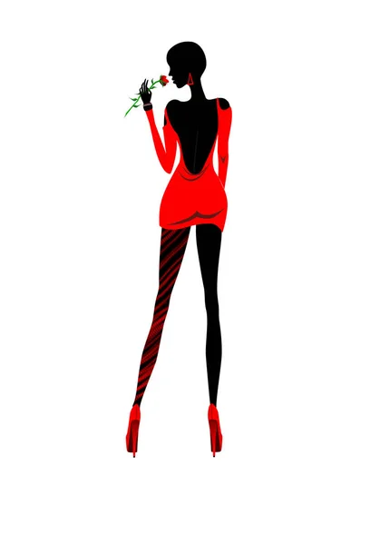 Isolato signora in silhouette rossa illustrazione — Foto Stock
