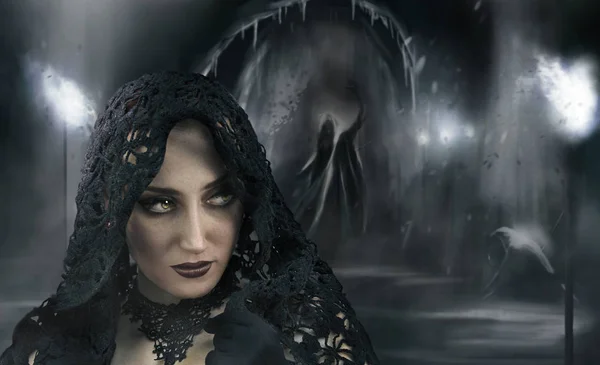 Bir kadın fotoğraf takip. 