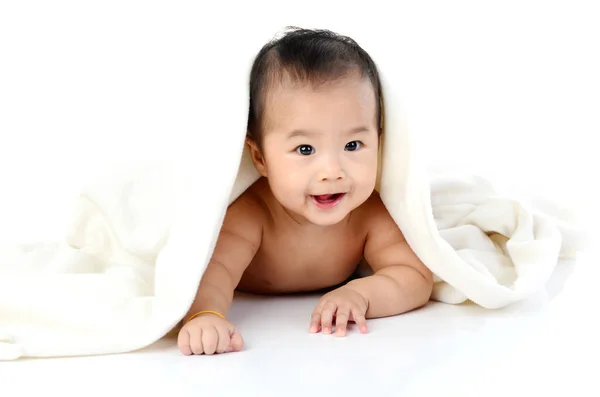 Beautiful Asian Baby Boy Crawling Floor — Stock Photo, Image