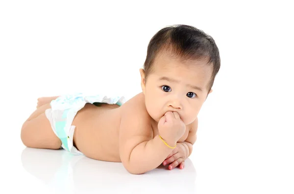 Beautiful Asian Baby Boy Crawling Floor — Stock Photo, Image