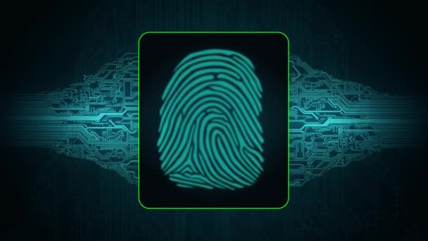 The process of fingerprint scanning - digital security system, result of the fingerprint scan access is granted — Stock Video