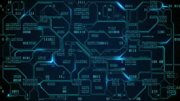 Soyut Fütüristik Elektronik Devre Kartı Ikili Kod Neural Büyük Veri — Stok video