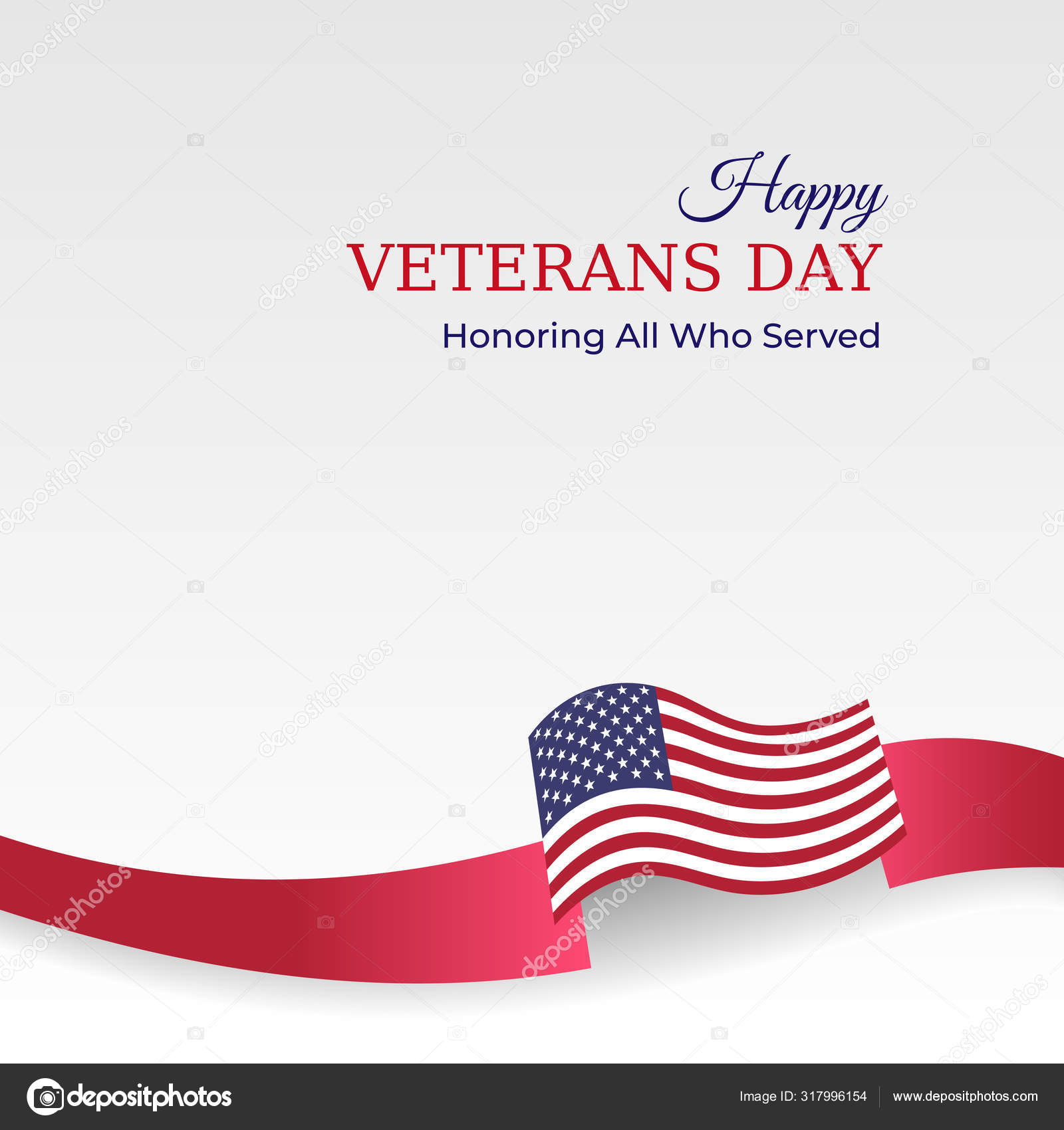 Happy veterans day Waving american flag on light