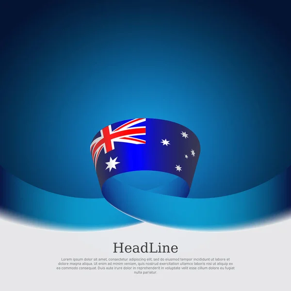 Australie drapeau arrière-plan. 26 janvier australie jour. Ruban ondulé de la couleur du drapeau australien sur fond bleu blanc. Affiche nationale. Conception vectorielle. Bannière patriotique australienne d'État, couverture, dépliant — Image vectorielle